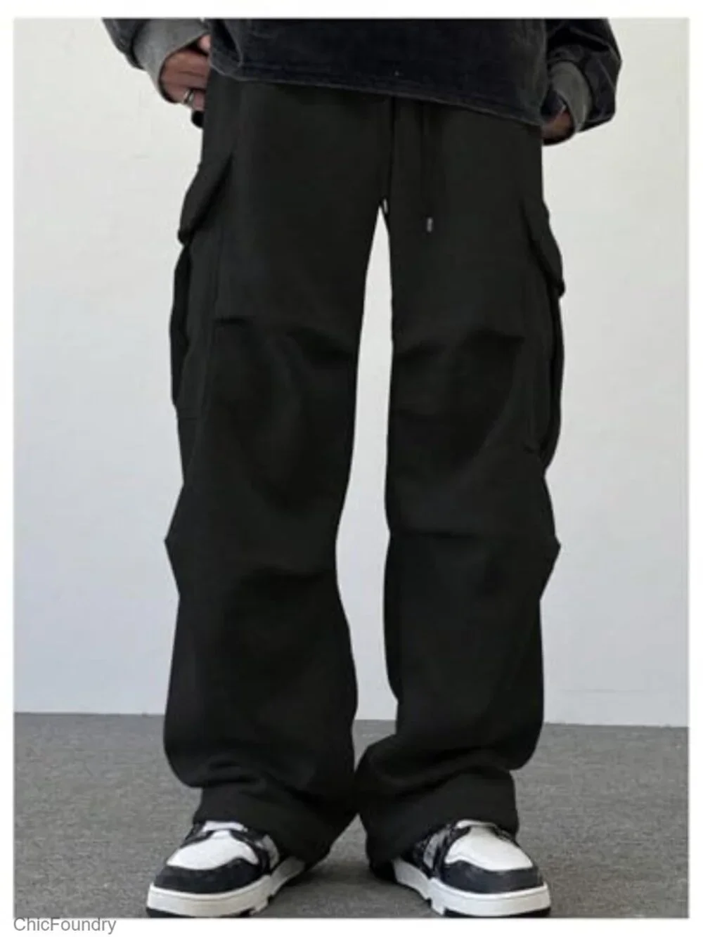 Men's Cargo Baggy Sweatpants Drawstring Elastic Waist Wide Leg